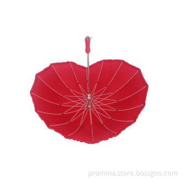 25 Inch Heart Shape Wedding Parasol Umbrellas , Straight Al